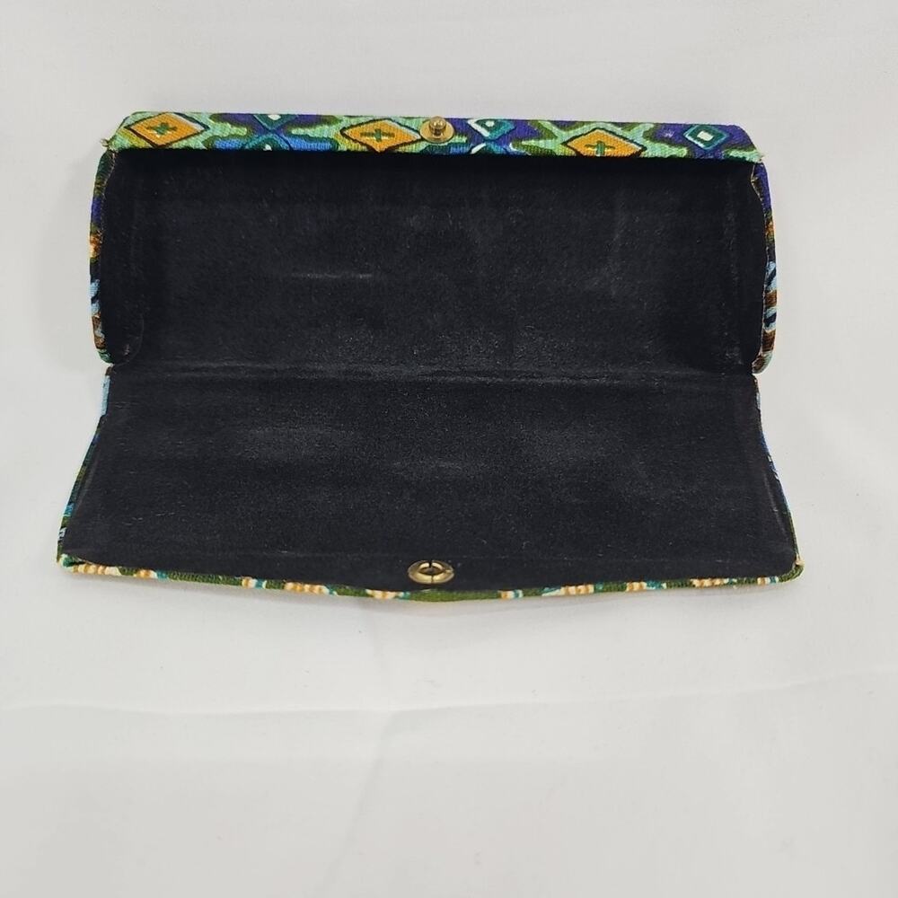 Vintage Eyeglass Case 1960's Mod MCM Retro Hard Shell Snap Tribal Pattern? - Picture 10 of 11